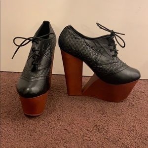 Black platform wedges